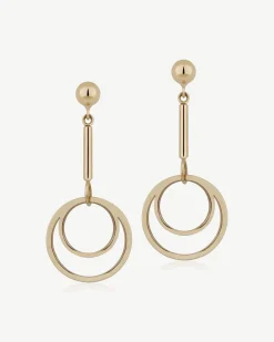 Circle Drop Earrings - 22 Carat Gold Gilded