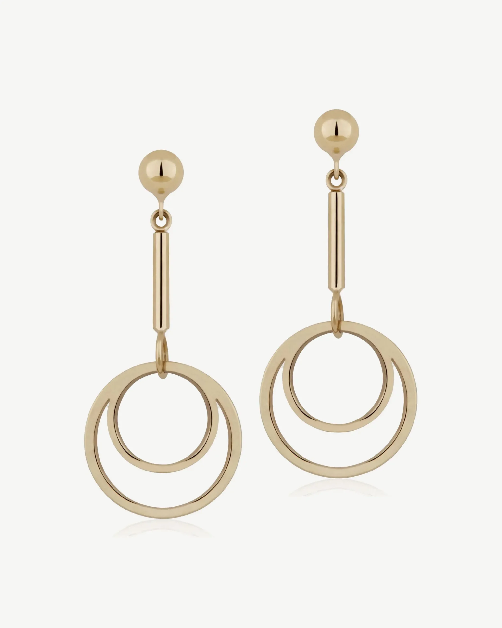 Circle Drop Earrings - 22 Carat Gold Gilded