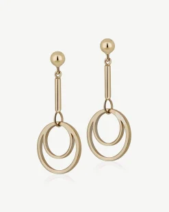 Circle Drop Earrings - 22 Carat Gold Gilded
