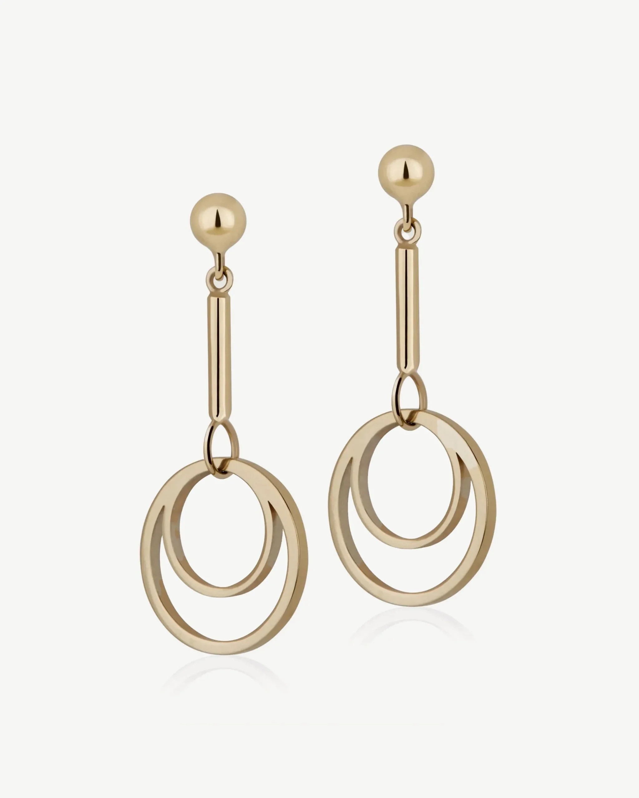 Circle Drop Earrings - 22 Carat Gold Gilded