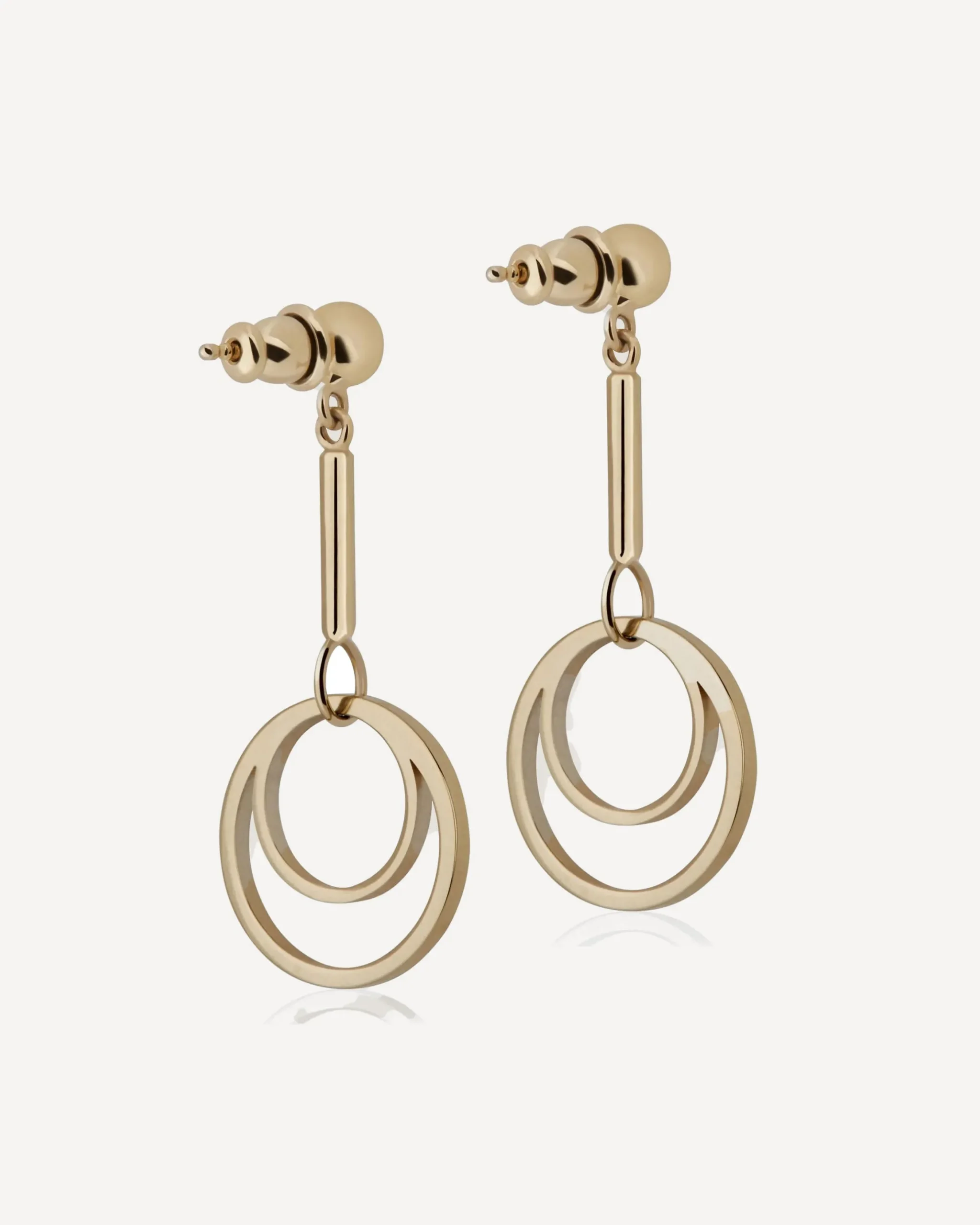 Circle Drop Earrings - 22 Carat Gold Gilded