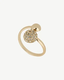 Crescent Crystal Ring - 22 Carat Gold Gilded