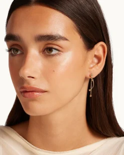 Crescent Drop Earrings - 22 Carat Gold Gilded