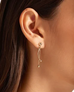Crescent Drop Earrings - 22 Carat Gold Gilded