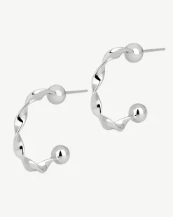 Crescent Twisted Hoop - Sterling Silver