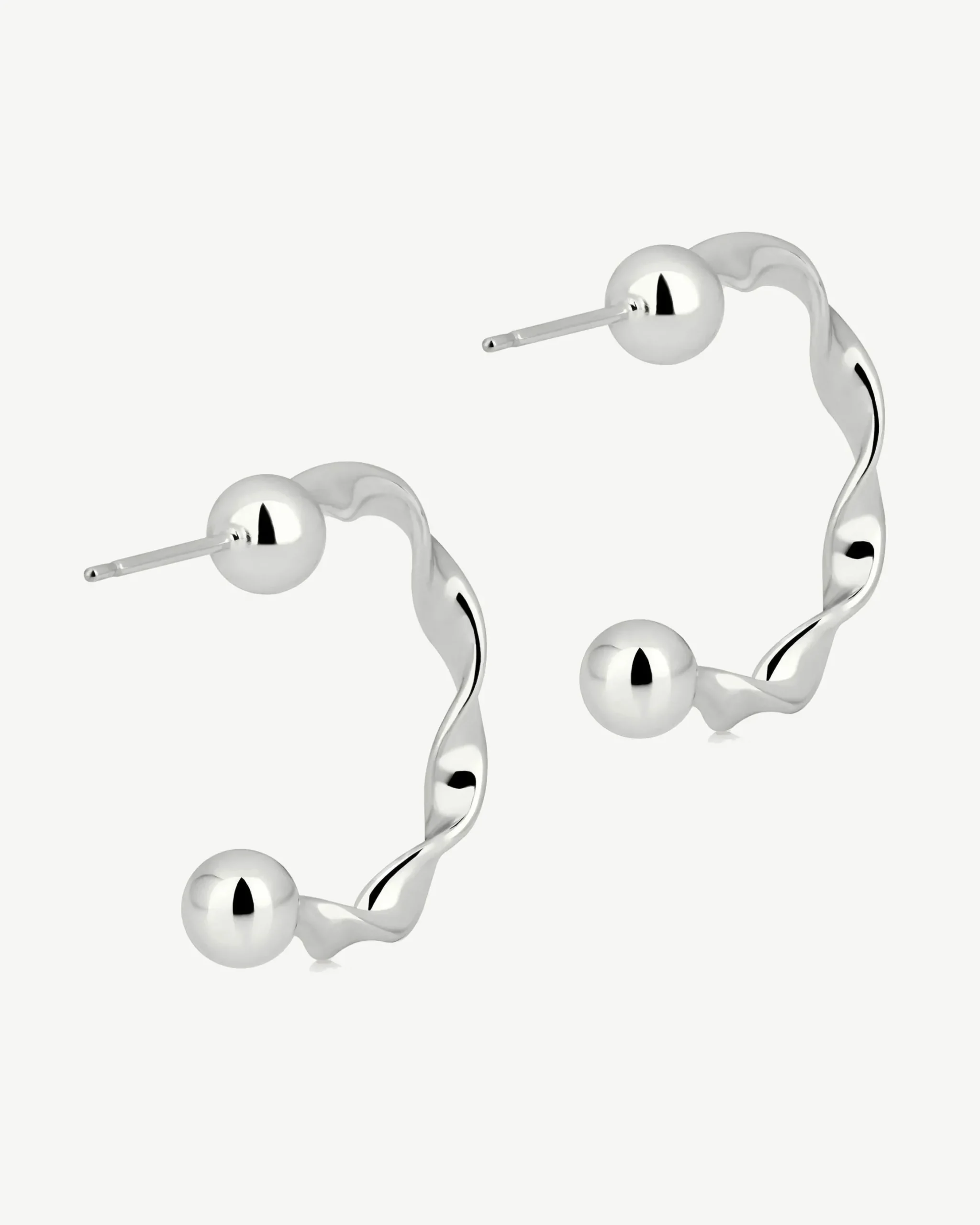 Crescent Twisted Hoop - Sterling Silver