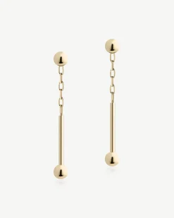 Music Bar Drop Earrings - 22 Carat Gold Gilded