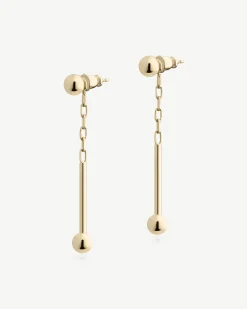 Music Bar Drop Earrings - 22 Carat Gold Gilded