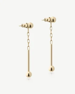 Music Bar Drop Earrings - 22 Carat Gold Gilded