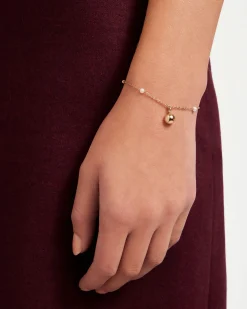Pearl Chain Bracelet - 22 Carat Gold Gilded