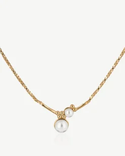 Pearl Cluster Necklace - 22 Carat Gold Gilded