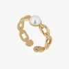 Pearl Link Ring - 22 Carat Gold Gilded